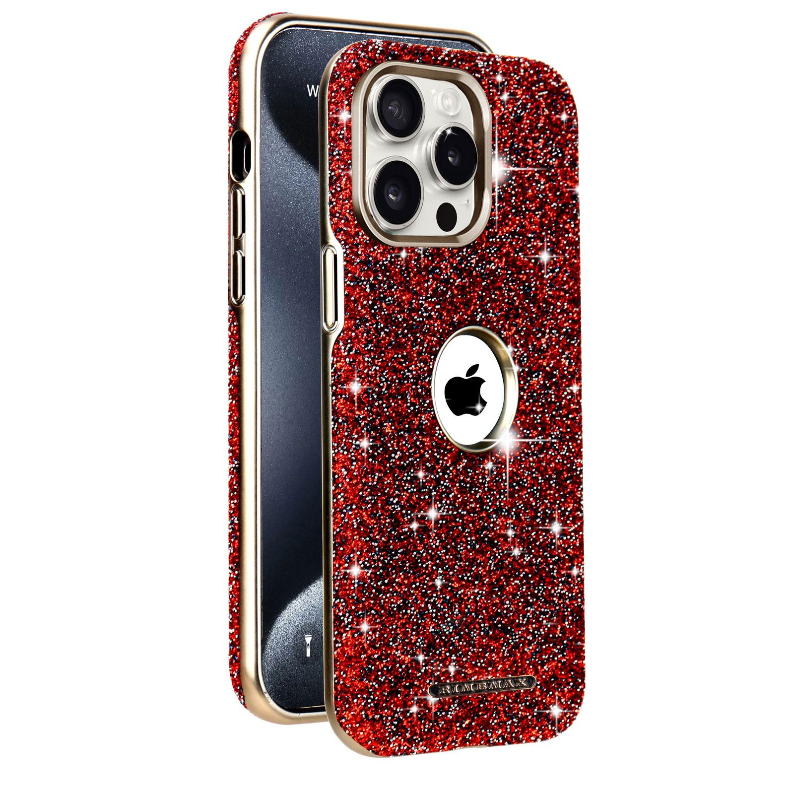 

Luxury Glitter Magnetic Case For iPhone 16 15 14 Plus 13 12 Pro Max Rhinestone Cover With Electroplated Frame For Women Girl Her iPhone 15 червоний