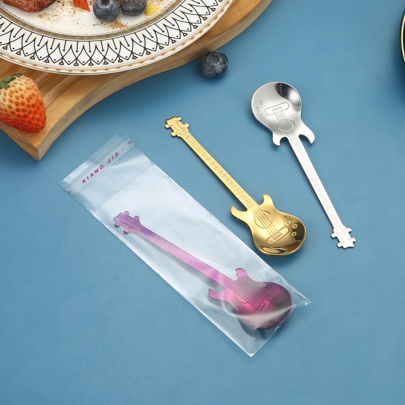 304 Stainless Steel Colorful Guitar Coffee & Dessert Stirring Spoon