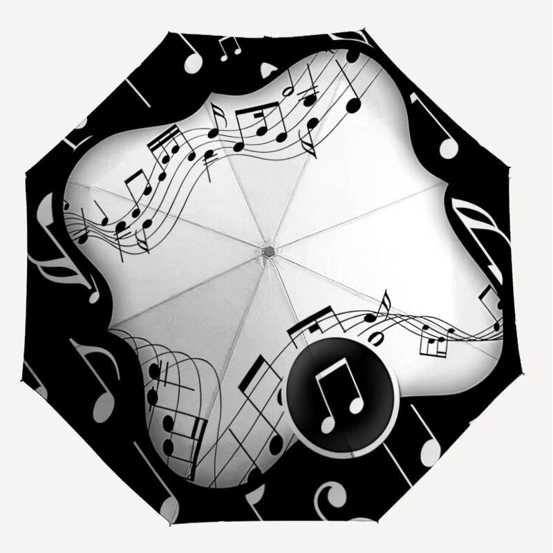 1PC Music Notes Umbrella-8-Rib Reinforced, Automatic Open, Lightweight & Durable, Cute Fashion Accessory for Outdoor-W172