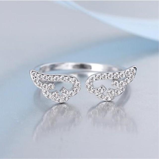

Новые модные изысканные красивые ювелирные изделия из стерлингового серебра 925 пробы с крыльями ангела, микро-инкрустированные кристаллами, модные кольца Xzr004 серебряный
