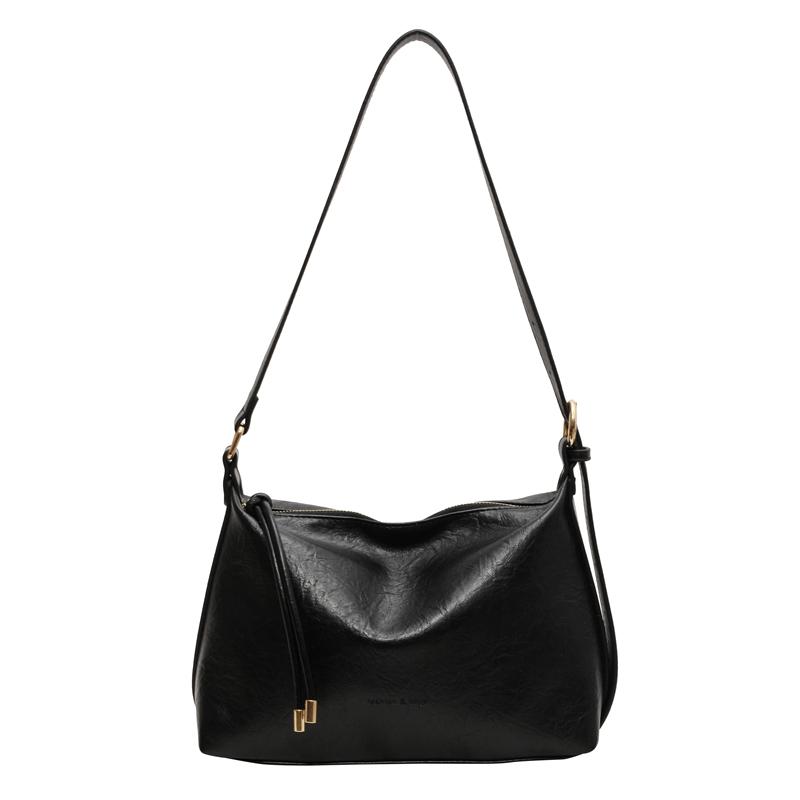 Solid Color Commuter Large Capacity Shoulder Bag Female Leather Crossbody Bag Underarm Dumpling Bag for Women