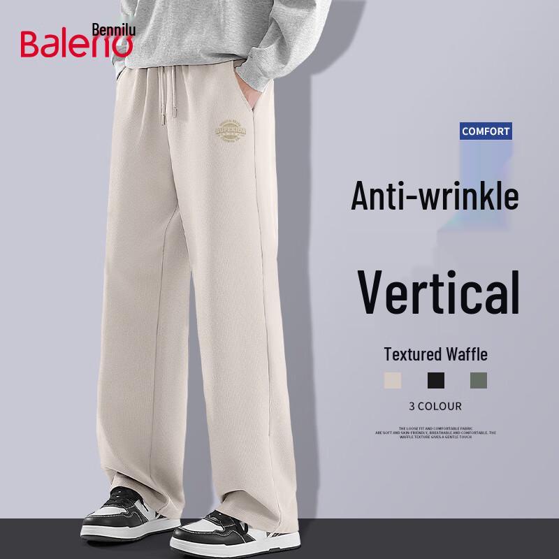 

Baleno Men s Waffle Knit Loose Wide-Leg Trousers L