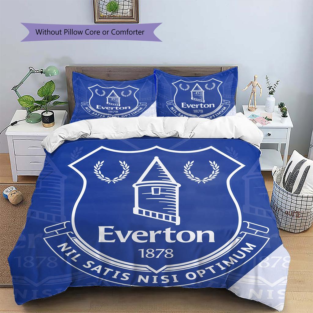 Everton F.C.  Pattern Bedding Quilt Set  Home Decoration  Gift (1 * Duvet Cover + 2 * Pillowcase  Without Core)