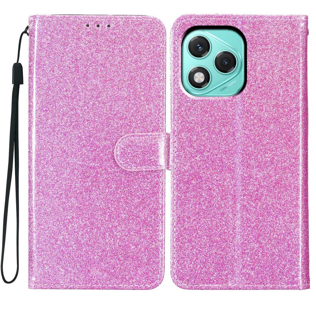 For Honor 400 Lite 5G Wallet Case Glitter Anti-Scratch Leather Stand Phone Cover with Strap