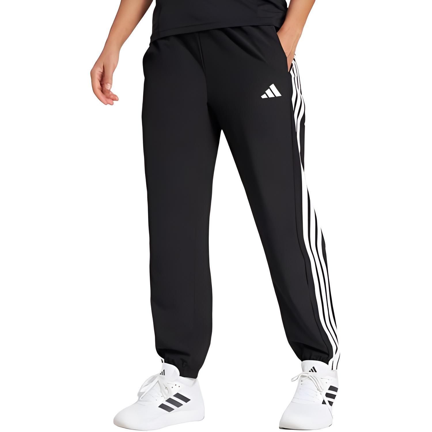 (WMNS) adidas Train Essentials 3-Stripes Woven Pants Asia Sizing  Black White  Women s JI8313 XL