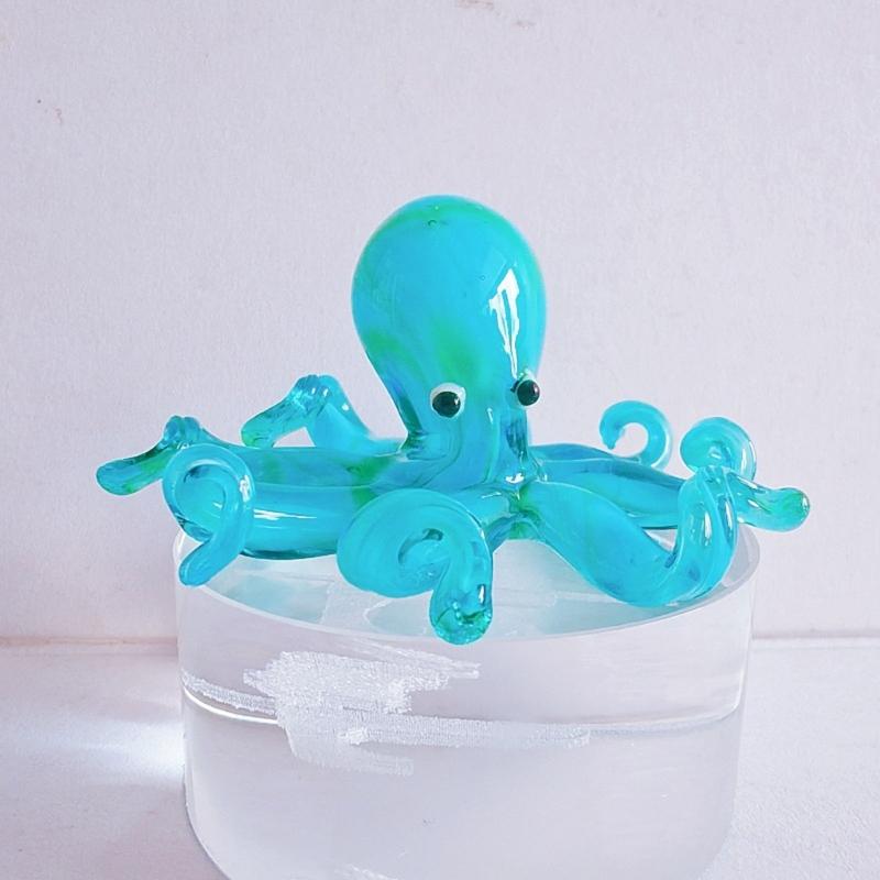 Multicolor Octopuses Glass Miniature Figurine Home Office Desktop Decors Car Ornament Gift for Birthdays Valentines Day