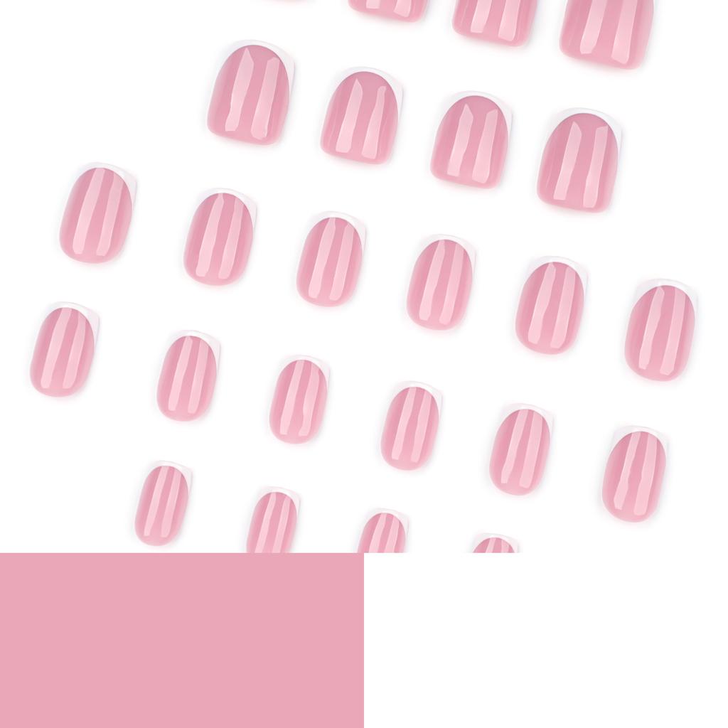 Klassische französische weiße Kante Tragen Nagelstück Kurzes quadratisches Nagelstück Einfache Press-on-Nägel Falsche Nägel