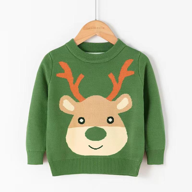 New Christmas Reindeer Sweaters for Children, Autumn and Winter Knitted Sweaters for Boys, Girls and Babies