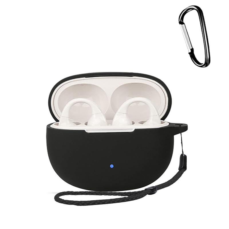 

For Edifier R1 earphones for case Silicone protective case [HUKWIMO] with carabiner + strap visible led light Wireless charging compatible Full