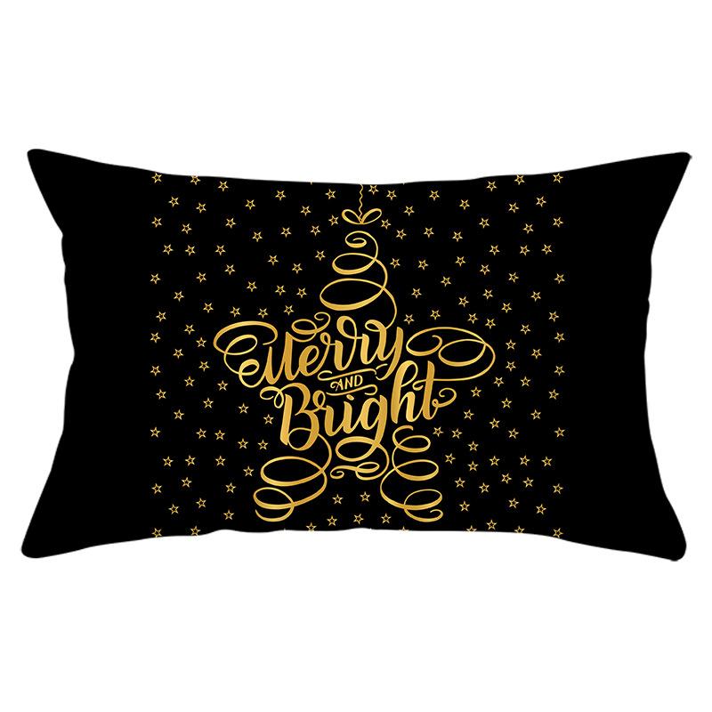New Black Gold Series Christmas Peach Skin Print Waist Pillow Cover Home Accessories Cushion Cover Sofa Cushion Cover