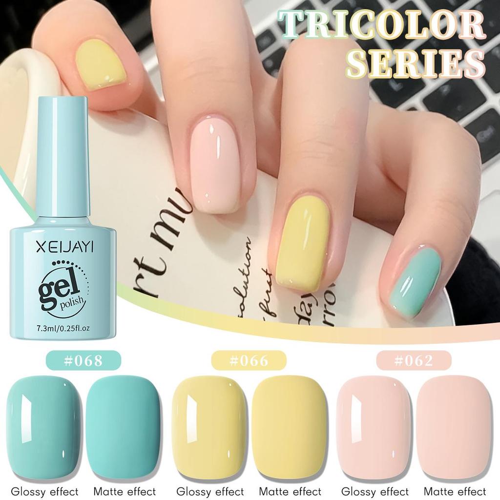 2025 Macaron Gel Nail Polish Set: Girl Pink, Goose Yellow, Mint Green