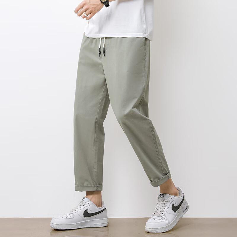 Men's Japanese Style Cotton Blend Straight-Leg Casual Pants