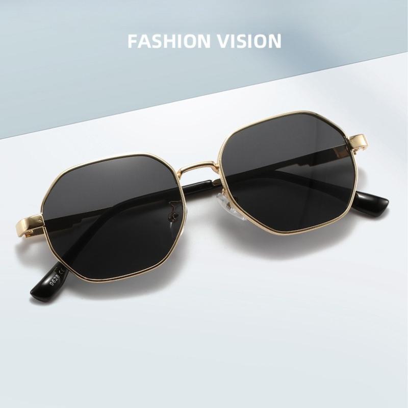 Men's and Women's Fashion Polygonal Frame Sunglasses Retro Sun Protection Sunglasses Trendy Outdoor Eyewear for Men and Women