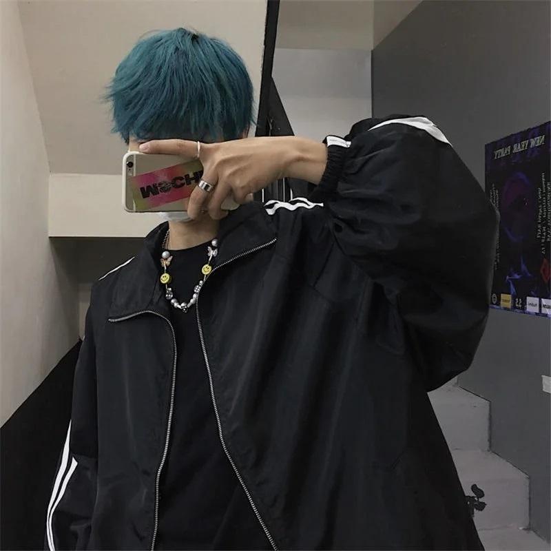 Oversize Jacken Damen Harajuku Sonnenschutz Koreanischer Windbreaker Jacke Mantel Reißverschluss Streetwear Frühling Herbst Oberbekleidung