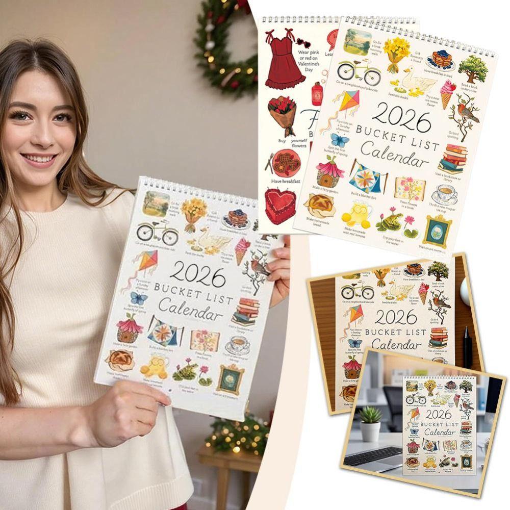 Notes Planning 2026 Wall Calendar Simple Style Desktop Calendar Premium Bucket List Calendar  Gifts