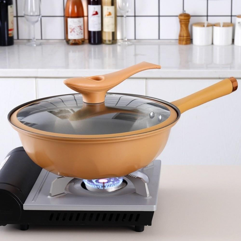 Non Stick Steaming Frying Pan Soup Pot with Lid Gas Stove Pot Micro Pressure Steamer Wok  Kitchen