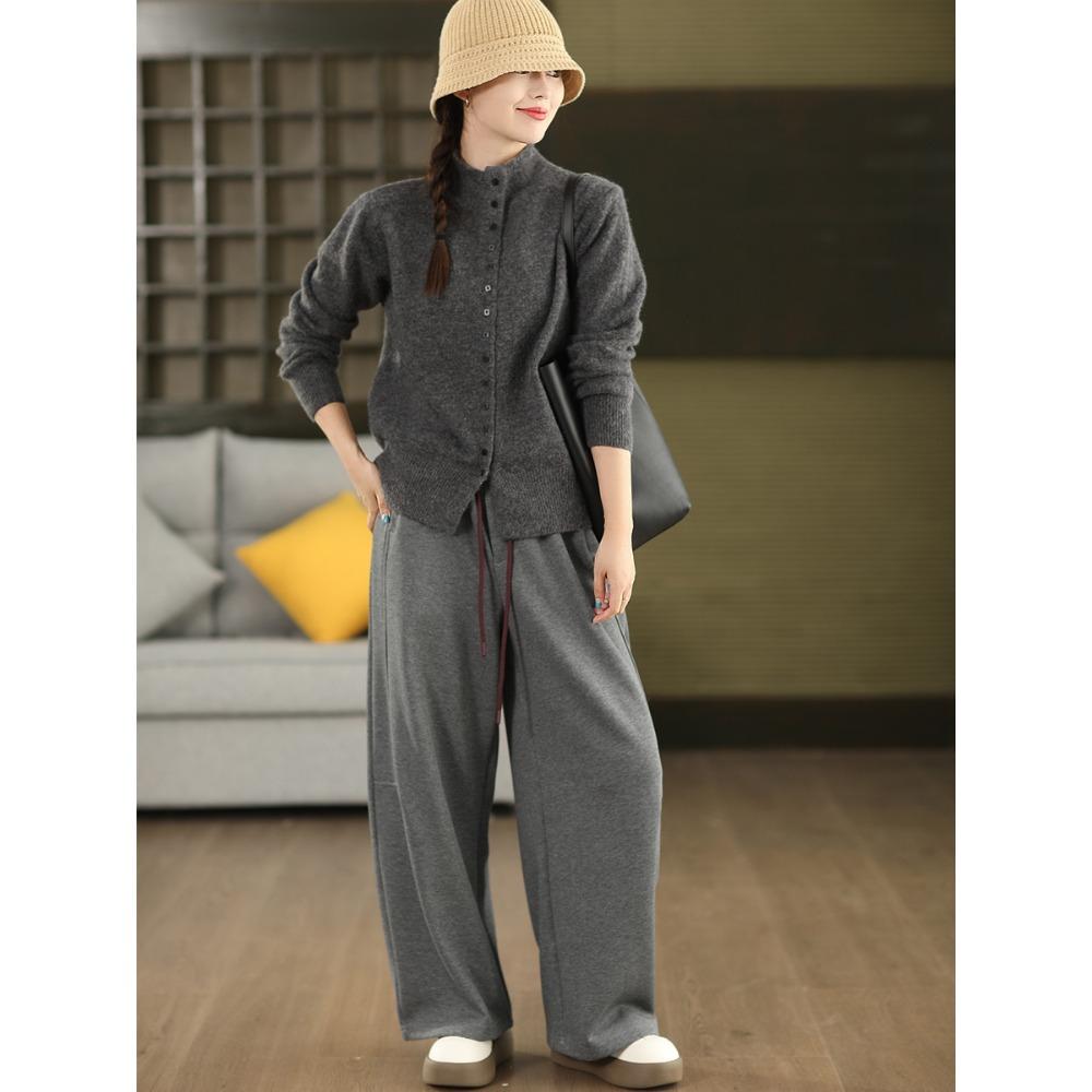Dimanaf 2025 Women Long Sleeves Pullover Autumn Buttons Sweaters Style Solid Knitting Loose Sweater