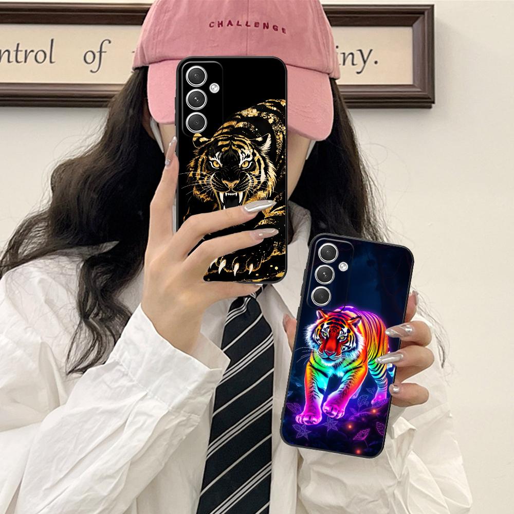 Tiger Neon Mobile Cell Phone Case for Samsung Galaxy S26 S25 S24 S23 S22 S21 S20 Note20 Plus FE Ultra Colorful Cover Cover