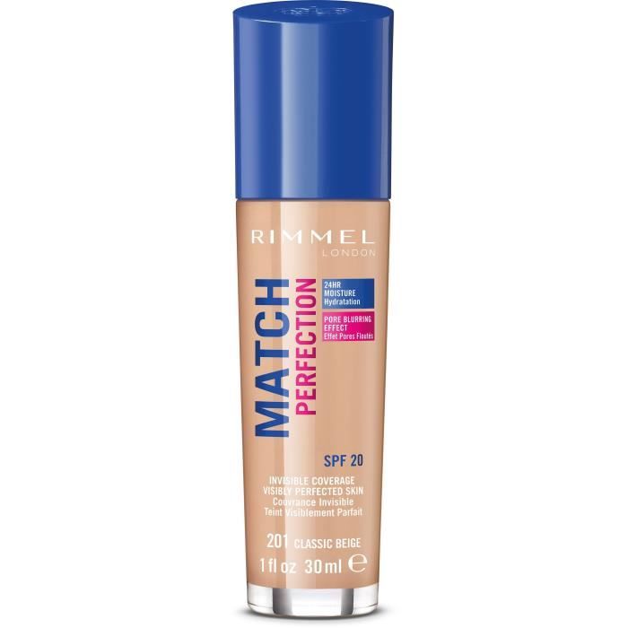 RIMMEL Fond de teint Nu Protege Match Perfection - 201 Classic Beige - 30 ml