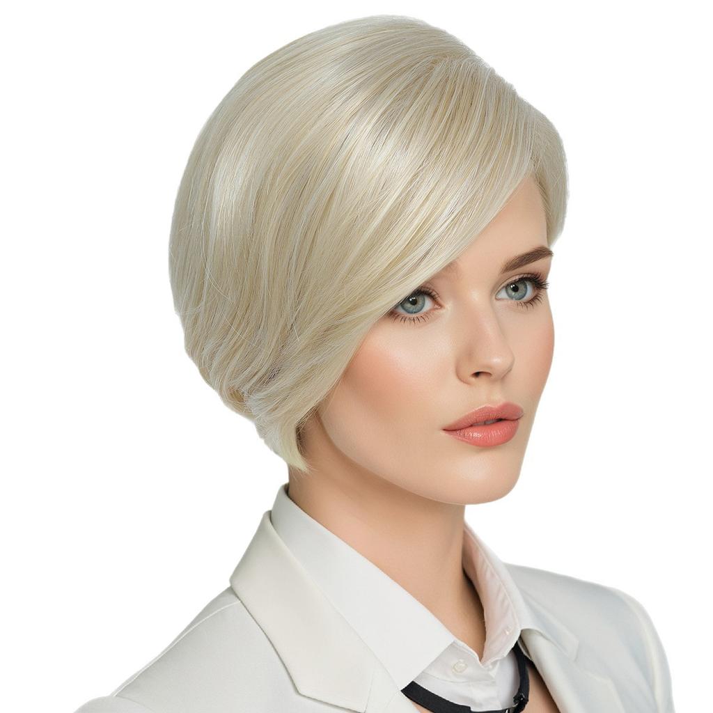 Women Light Blonde Wigs with Bangs Short Soft Hair Synthetic Wave Wig for  Daily Cosplay Use Heat Resistant Fibre