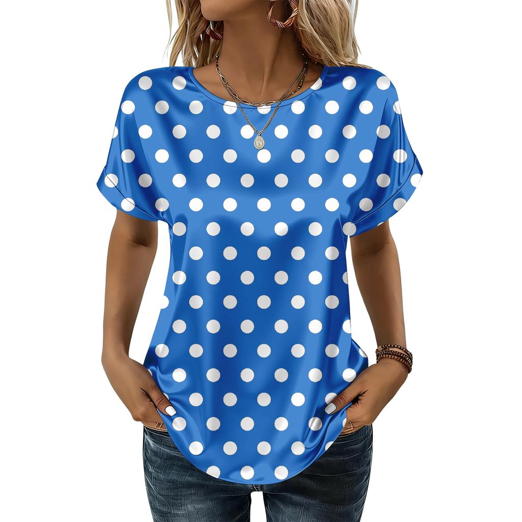 Modisches Lässiges Vintage Bedrucktes Top für Damen Modische Lässige Gepunktete Bluse für Damen