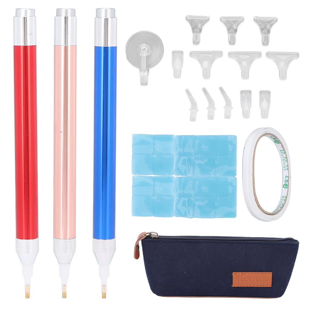 Painting Drill Pen Set Diamond Painting Light Pen Kit with 16 Replacement Pen Heads Storage Box for