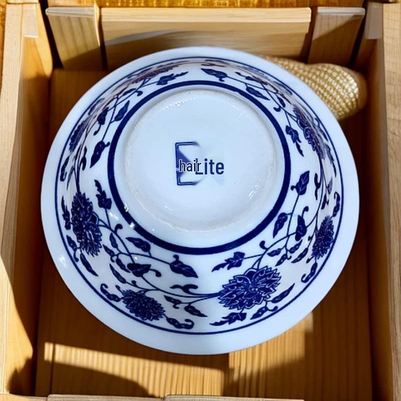 Blue and White Porcelain Winged Rice Bowl, Small Farmhouse Style Tableware, Oil Dish, Dipping Sauce Bowl.