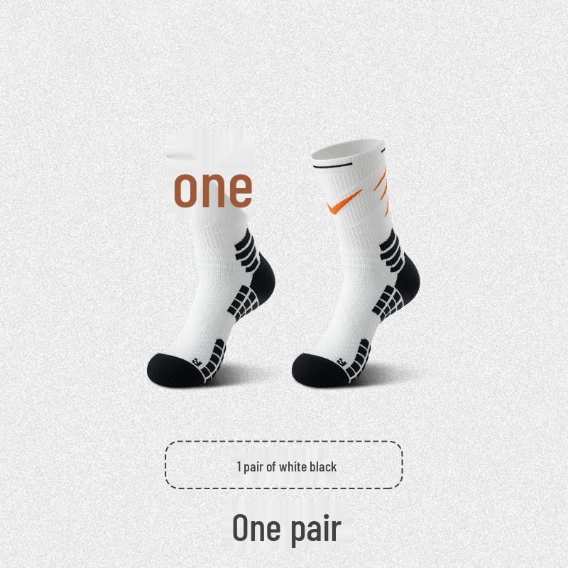 

Мужские марафонские носки для бега - Толстое махровое дно, длина до середины икры, идеально подходят для бадминтона, футбола и баскетбола One Size чёрный/белый