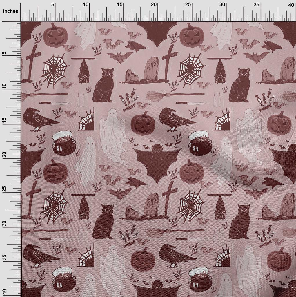 oneOone Cotton Flex Dark Rose Brown Fabric Halloween Fabric For Sewing Printed Craft Fabric By The Yard 40 Inch