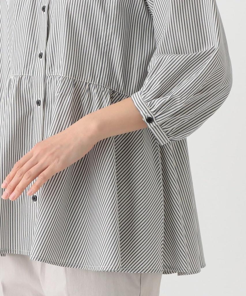 Afternoon Tea Living JM95 Bancel Cool Striped Gathered Blouse, Ivory
