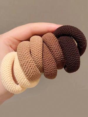 5/10 Gemischte Farben Hohe Elastizität Verdickt Vielseitig Einfach Haarschonende Scrunchies (Zufällige Farbe) Haargummis Haarseil