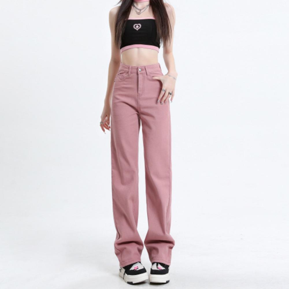 

Универсальные модные прямые джинсы женские весенне-осенние новые корейская версия ins тонкий темперамент широкие штанины джинсы-швабры 2XL