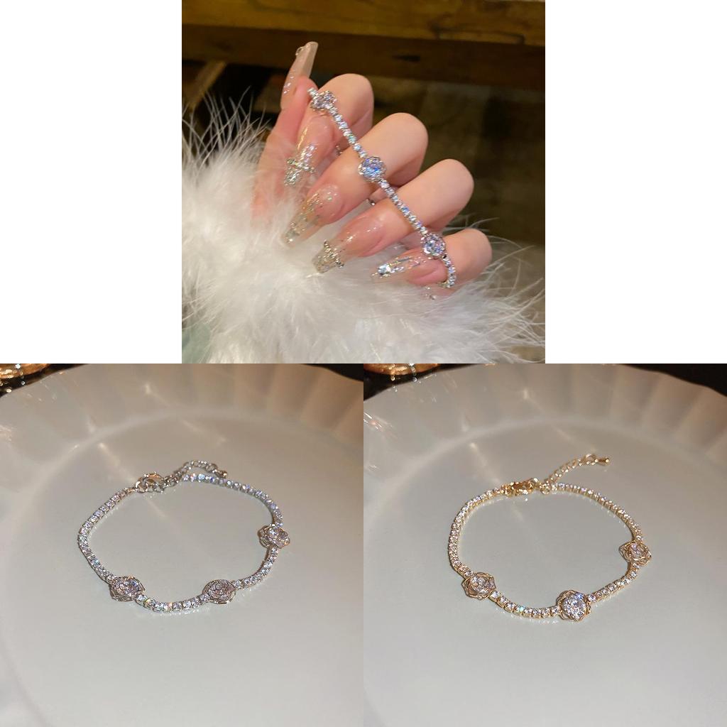 Fashionable Zircon Floral Bracelet In Gold Silver For Womens Casual And Formal Outfits