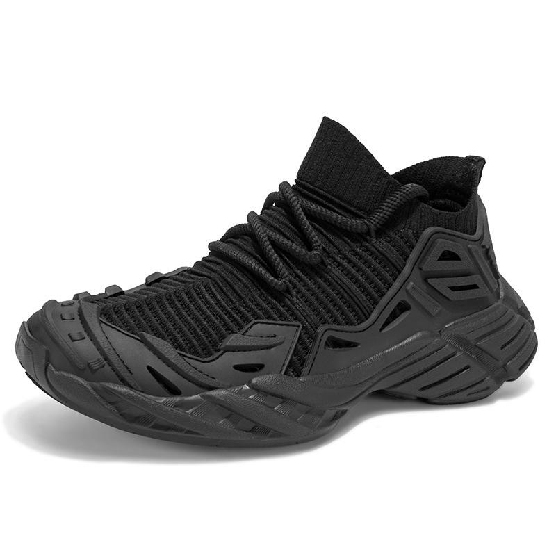 Men's shoes casual running sports fly-woven shoes men's summer breathable lace-up platform single shoes new large size trendy shoes