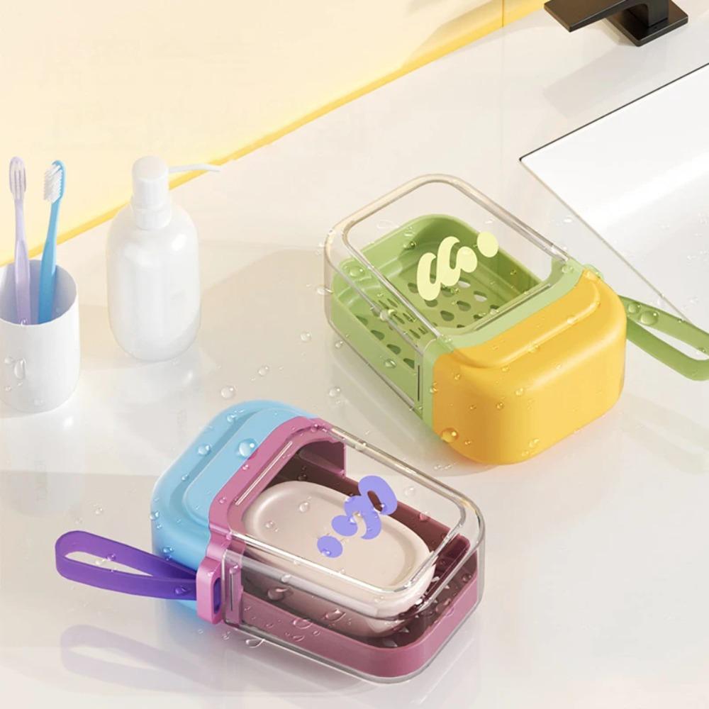 Portable Soap Box Travel Soap Dish Holder Sealed with Drain Holder Transparent Luxury High End Soap Case Bathroom Accessories