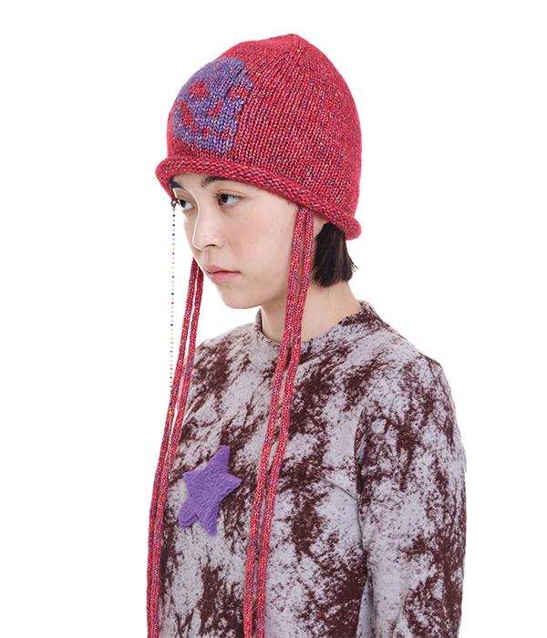 YOUTHBATH Skull Beads Beanie_Red