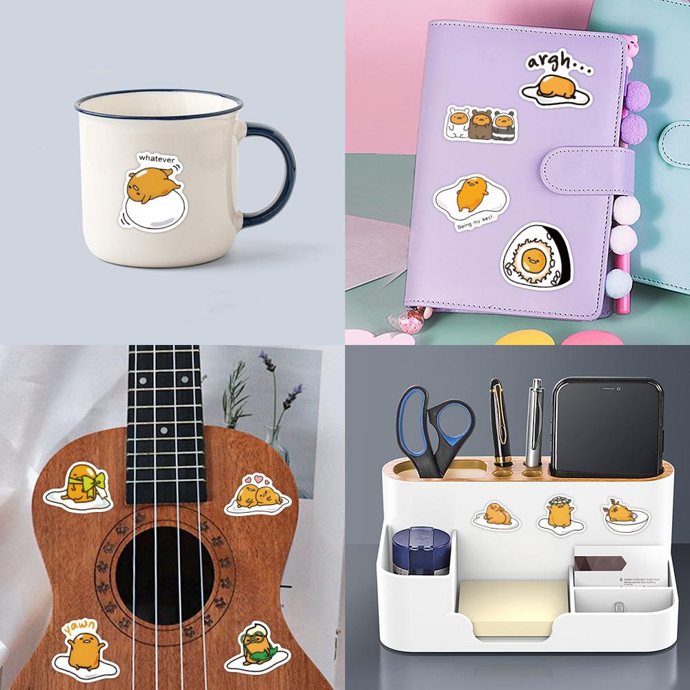 60 New Gudetama Graffiti Stickers Decorate Notebook Suitcase Guitar Handbook Waterproof Stickers