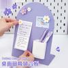Desktop Magnetic Fluorescent Metal Message Board Vertical Standing Memo For Home Office