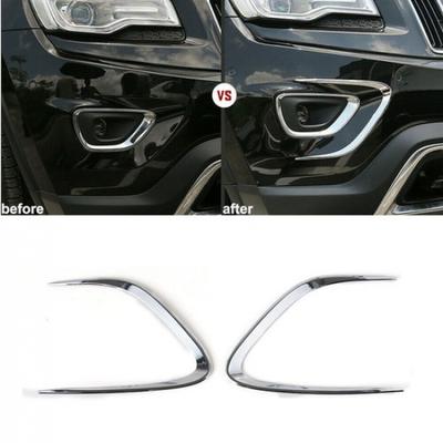 2x Chrome Front Fog Light Lamp Decor Cover Trim for Jeep Grand Cherokee 2014-16