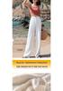 Women's High Waist Linen Blend Wide-Leg Pants - Slimming, Lightweight, and Casual for Summer