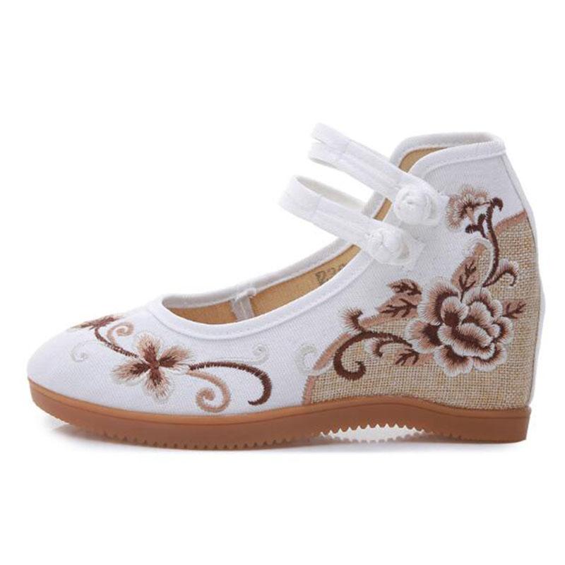 Comemore 2025 High Heels Women Pumps Wedges Ethnic Embroider Chinese Shoes Woman Spring Casual Mary Janes Women's Summer Sandals