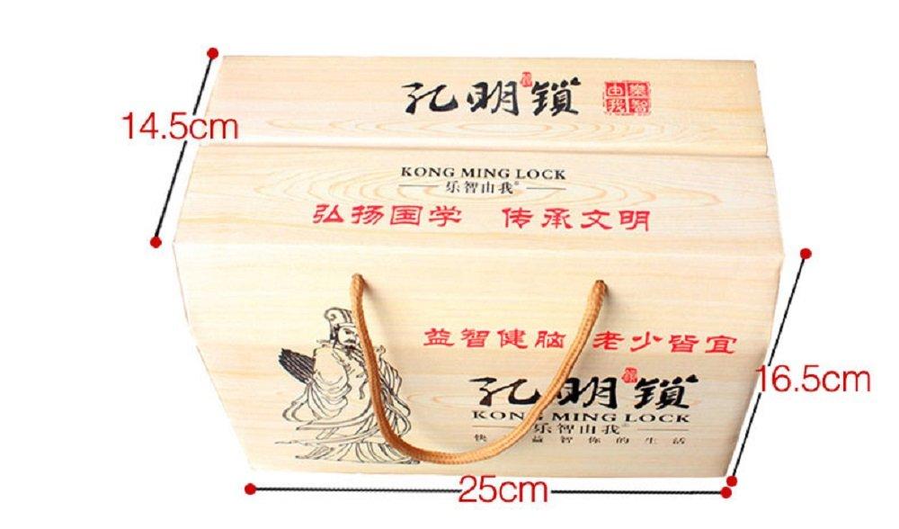 [Myth Square] Zestaw 9 łamigłówek 3D Kongming, 3D zabawka intelektualna dla dorosłych z rozwiązaniem (Instrukcja obsługi), Naturalne drewno, Wyzwanie