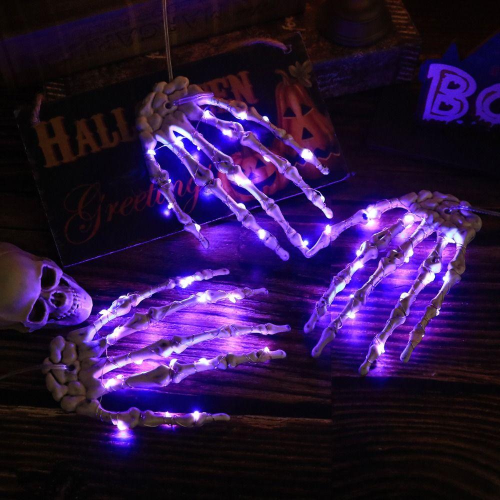 LED Glowing Skeleton Hand Handmade Halloween Decorative Lights  Indoor Outdoor