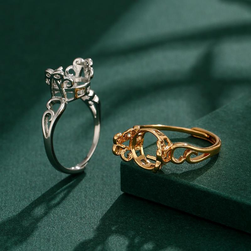 Elegant DIY Pearl Ring Setting for Women - Fits 8-9mm Beads and Stones