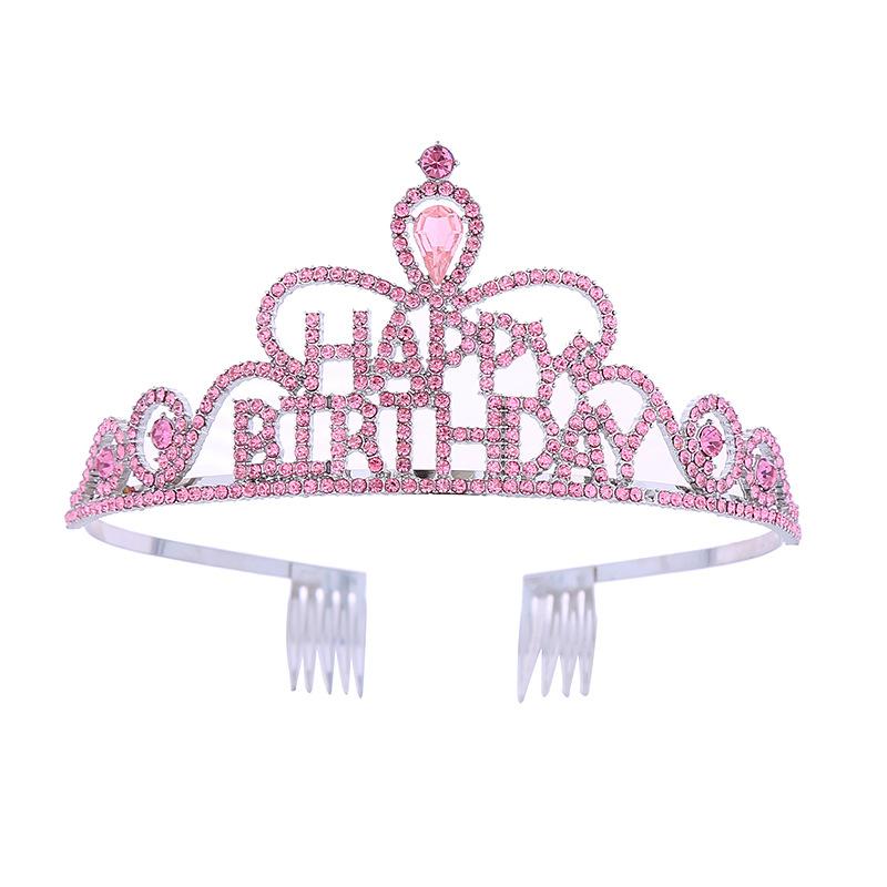 Bridal Tiara Alloy Rhinestone Non Slip Comb Headband Princess Birthday Hairpin Shoulder Strap Set