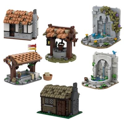 Spot MOC-136382 135500 132385 122060 etc. Arquitetura medieval blocos de montar de pequenas partículas brinquedo educativo modelo gi