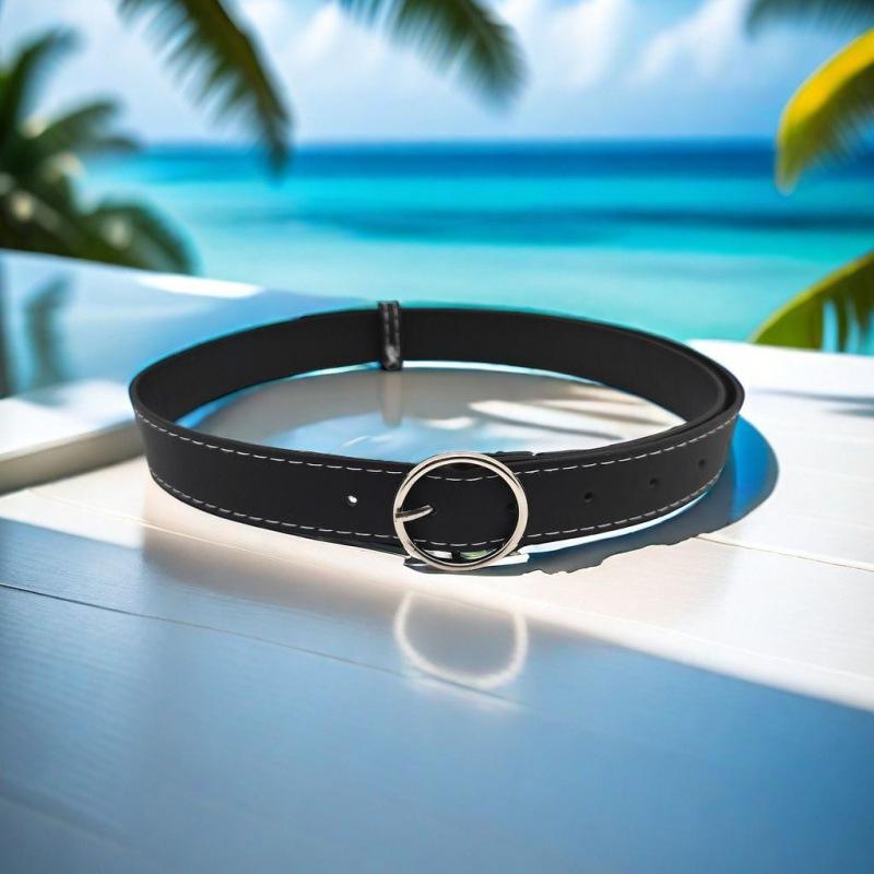 Pu Womens Chic Slim Waist Belt Perfect For Casual And Fashionable Daily Wear Black In