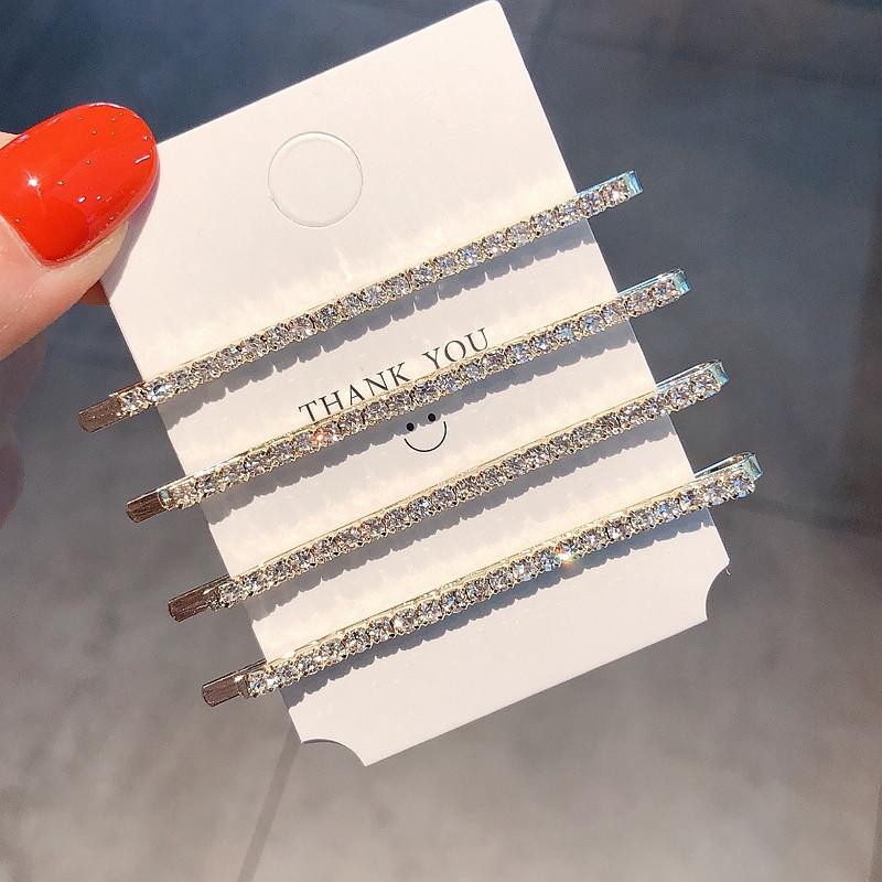 

3/4Pcs Shiny Hairpins Fine Rhinestone Particles Gold Color Thin Hairpins Woman s Hair Accessories