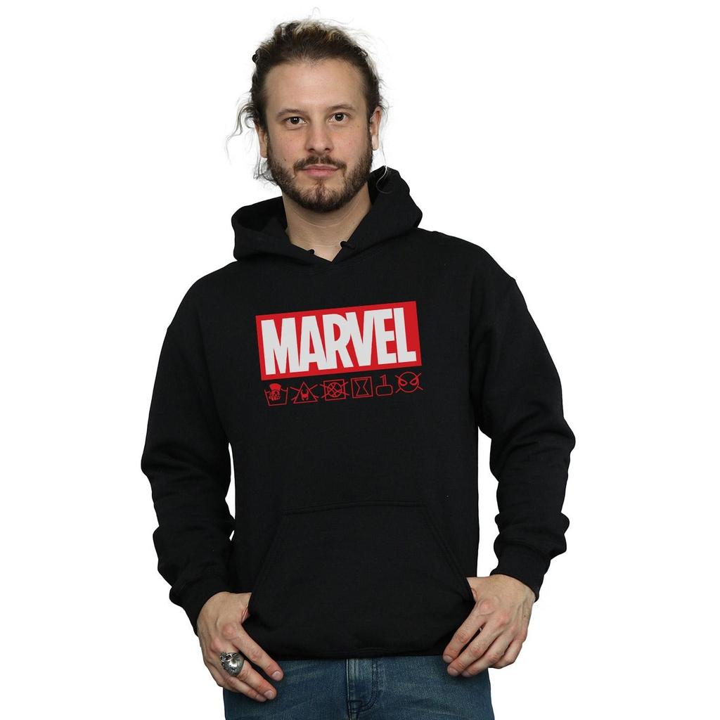 Marvel Mens Logo Wash Care Hoodie