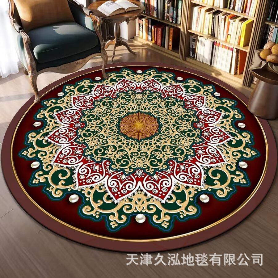 Circular Carpet Bedroom Living Room Carpet Coffee Table Carpet Home Sofa Circular Mat Ethnic Style Carpet
